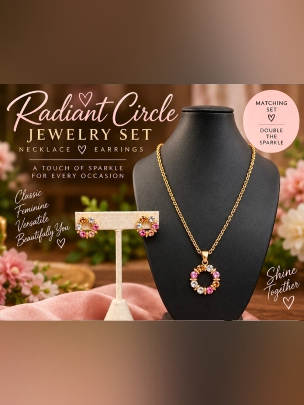 Plunder Gold Multi-Stone Wreath Necklace & Earring Set